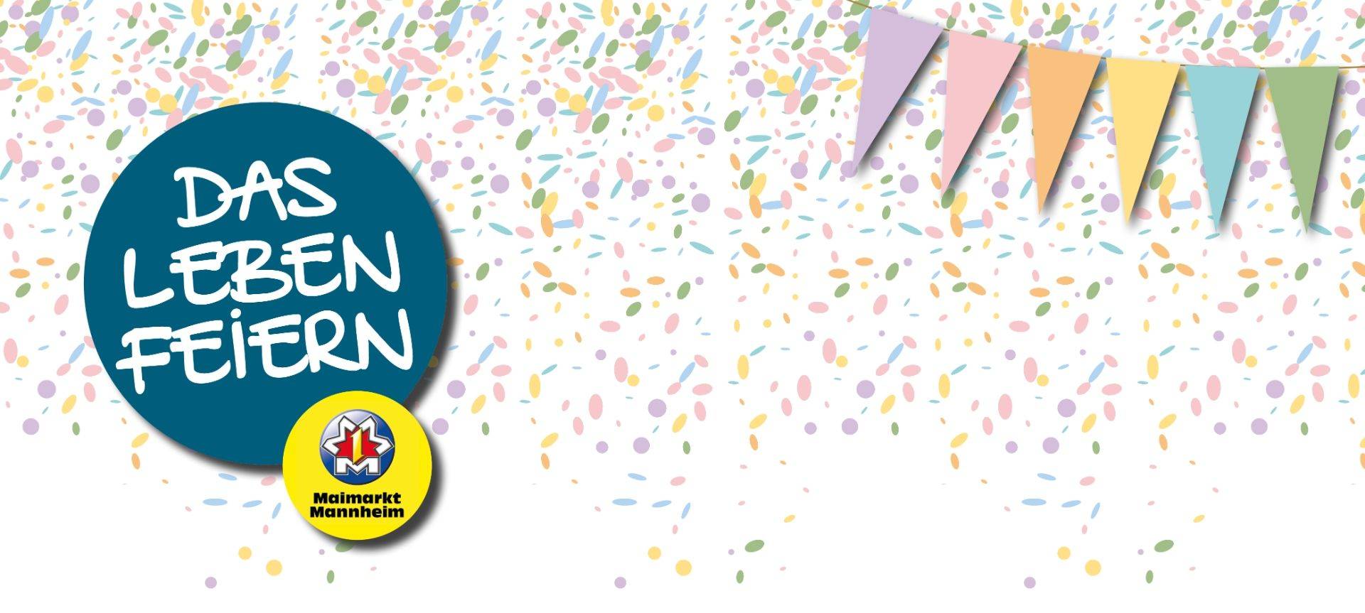 Bild von Konfetti und Maimarkt-Ankündigung