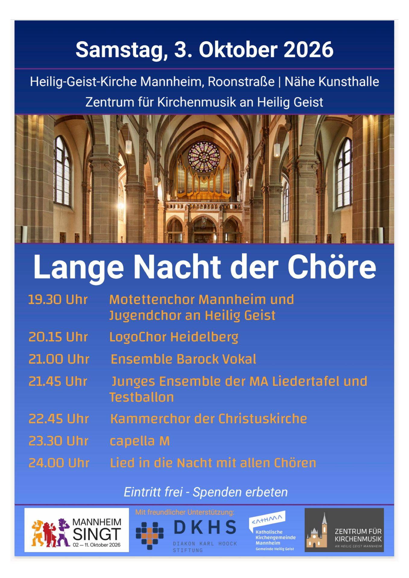 Programm für die Lange Nacht der Chöre