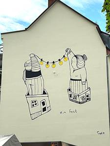 Mural DAS FEST im Stadtteil Rheinau vom Künstlerduo SOURATI